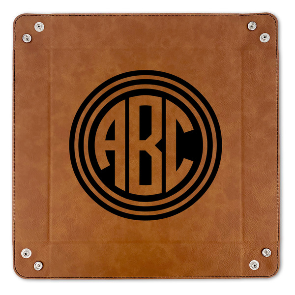 Round Monogram 9" x 9" Leatherette Snap Up Tray - APPROVAL (FLAT)