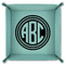 Round Monogram 9" x 9" Teal Leatherette Snap Up Tray - FOLDED