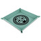 Round Monogram Faux Leather Dice Tray - 9" x 9"  - Teal (Personalized)