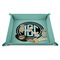Round Monogram 9" x 9" Teal Leatherette Snap Up Tray - STYLED