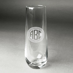 Round Monogram Champagne Flute - Stemless - Laser Engraved - Single (Personalized)
