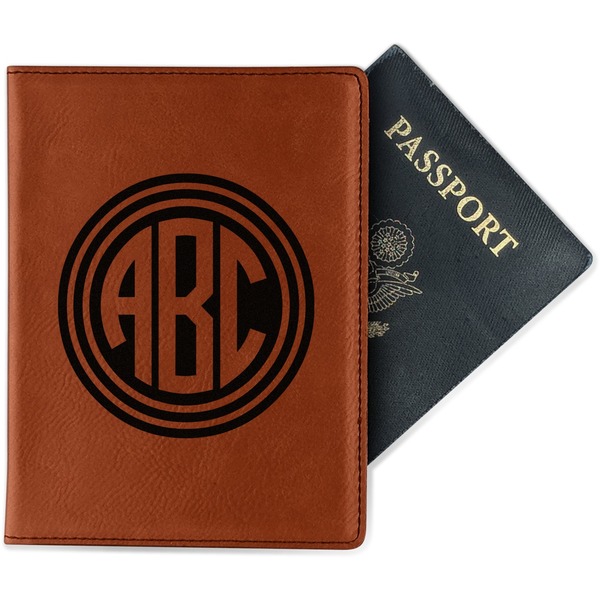 Custom Round Monogram Passport Holder - Faux Leather - Double-Sided (Personalized)