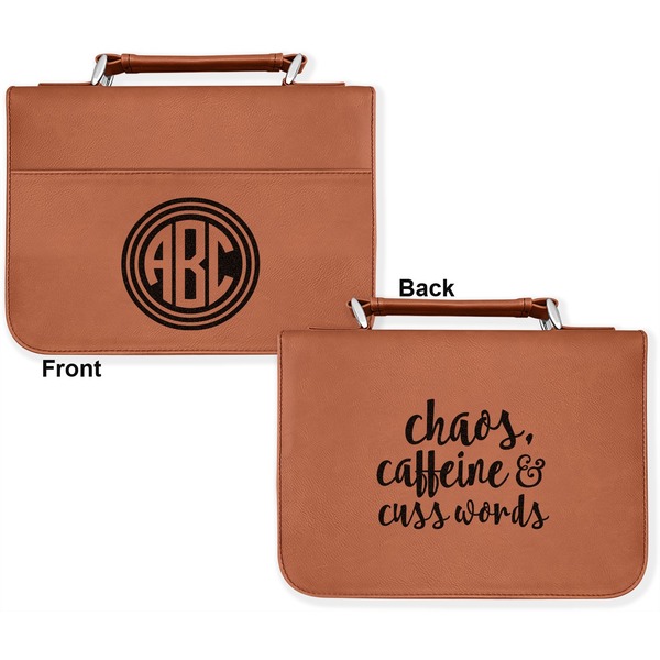 Round Monogram Cognac Leatherette Bible Covers - Large Double Sided Apvl