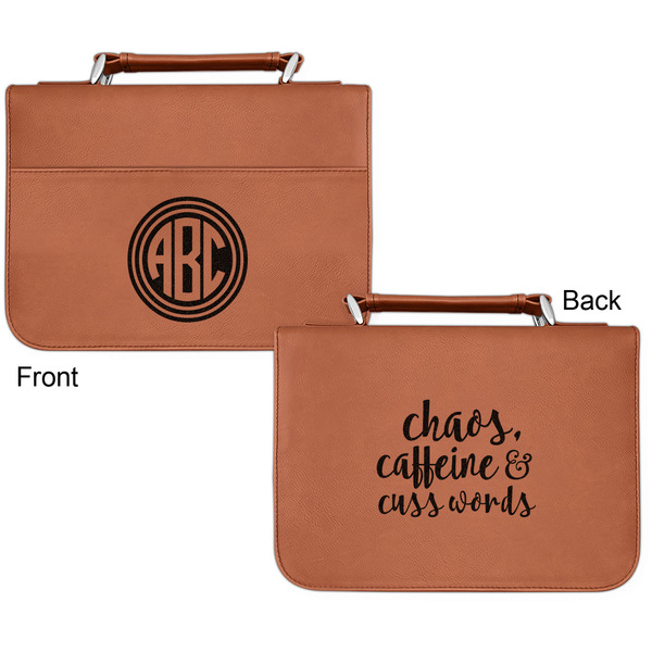 Round Monogram Cognac Leatherette Bible Covers - Small Double Sided Apvl