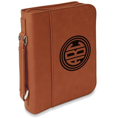 Round Monogram Leatherette Book / Bible Cover with Handle & Zipper (Personalized)