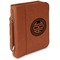 Round Monogram Cognac Leatherette Bible Covers with Handle & Zipper - Main