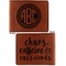 Round Monogram Cognac Leatherette Bifold Wallets - Front and Back