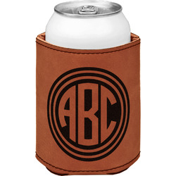 Round Monogram Leatherette Can Sleeve - Single Sided (Personalized)