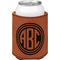 Round Monogram Cognac Leatherette Can Sleeve - Single Front