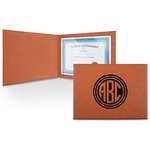 Round Monogram Leatherette Certificate Holder - Front Only (Personalized)