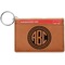 Round Monogram Cognac Leatherette Keychain ID Holders - Front Credit Card