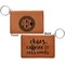 Round Monogram Cognac Leatherette Keychain ID Holders - Front and Back Apvl