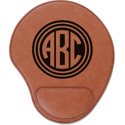 Round Monogram Leatherette Mouse Pad with Wrist Support (Personalized)