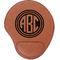 Round Monogram Cognac Leatherette Mouse Pads with Wrist Support - Flat