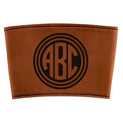 Round Monogram Leatherette Cup Sleeve (Personalized)