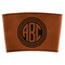 Round Monogram Cognac Leatherette Mug Sleeve - Flat