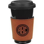 Round Monogram Leatherette Cup Sleeve - Double-Sided (Personalized)