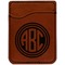 Round Monogram Cognac Leatherette Phone Wallet close up