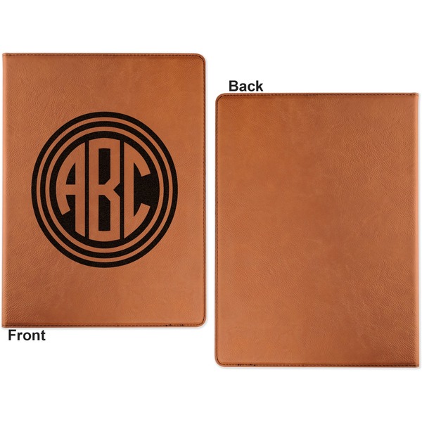 Round Monogram Cognac Leatherette Portfolios with Notepad - Large - Single Sided - Apvl