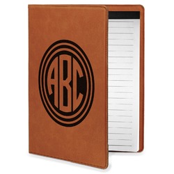 Round Monogram Leatherette Portfolio with Notepad - Small - Double Sided (Personalized)