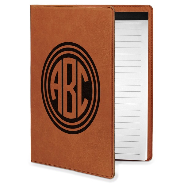 Custom Round Monogram Leatherette Portfolio with Notepad - Small - Double-Sided (Personalized)