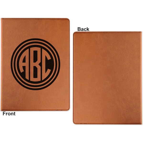 Round Monogram Cognac Leatherette Portfolios with Notepad - Small - Single Sided- Apvl