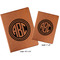 Round Monogram Cognac Leatherette Portfolios with Notepad - Compare Sizes