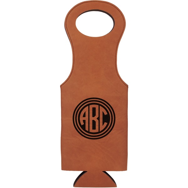 Custom Round Monogram Leatherette Wine Tote - Double-Sided (Personalized)