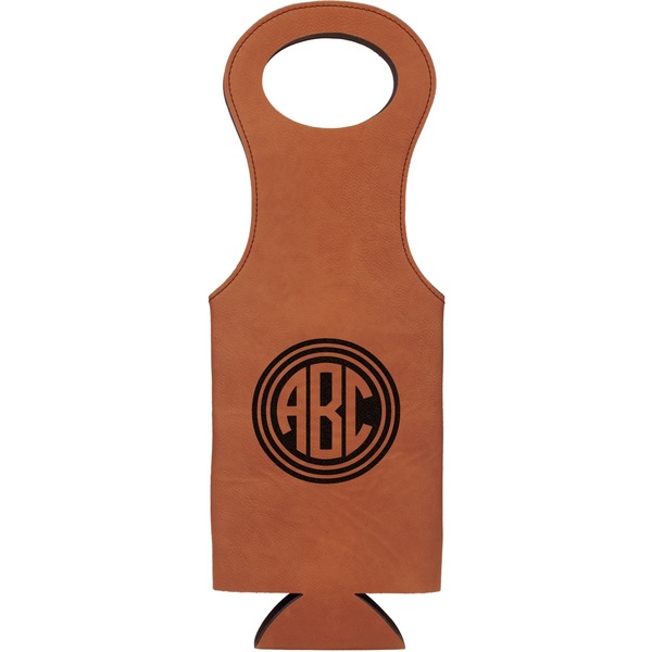 Custom Round Monogram Leatherette Wine Tote (Personalized)
