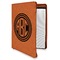 Round Monogram Cognac Leatherette Zipper Portfolios with Notepad - Main