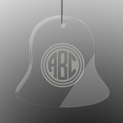 Round Monogram Engraved Glass Ornament - Bell (Personalized)