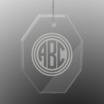 Round Monogram Engraved Glass Ornament - Octagon (Personalized)