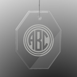 Round Monogram Engraved Glass Ornament - Octagon (Personalized)