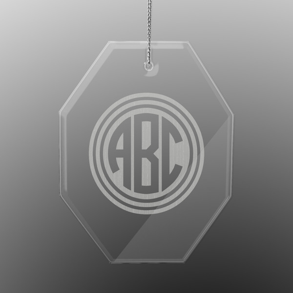 Custom Round Monogram Engraved Glass Ornament - Octagon (Personalized)