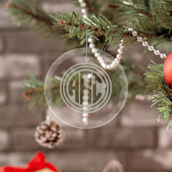Round Monogram Engraved Glass Ornaments - Round (Lifestyle)