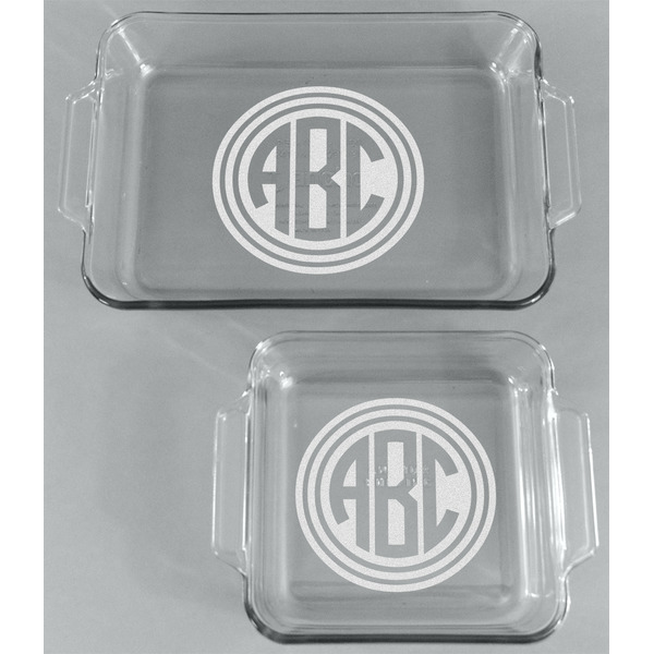 Round Monogram Glass Baking Dish Set - FRONT