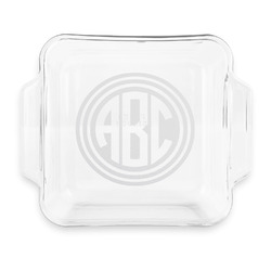 Round Monogram Glass Cake Dish with Truefit Lid - 8in x 8in (Personalized)