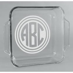 Round Monogram Glass Cake Dish - 8in x 8in (Personalized)