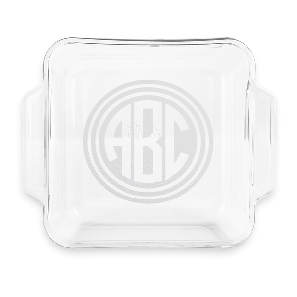 Custom Round Monogram Glass Cake Dish with Truefit Lid - 8in x 8in (Personalized)