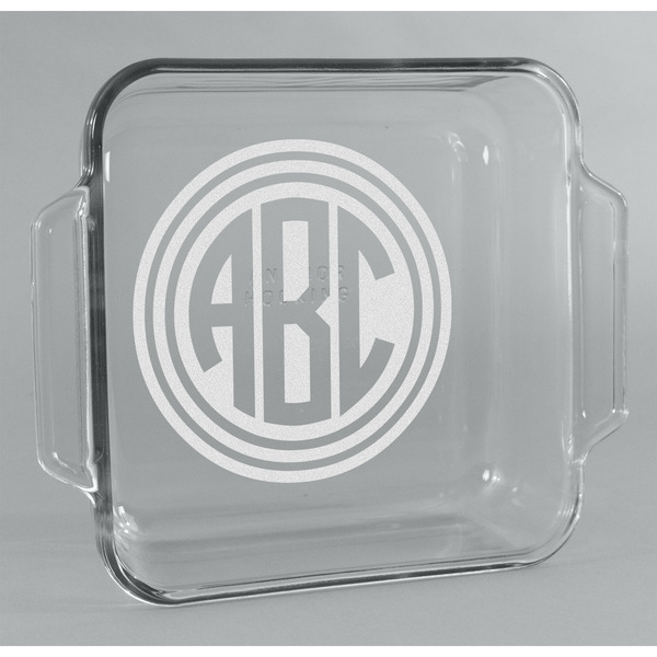 Custom Round Monogram Glass Cake Dish - 8in x 8in (Personalized)