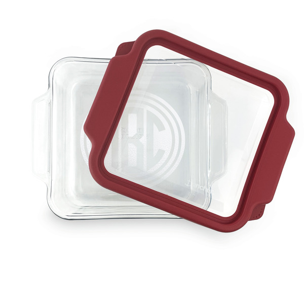Round Monogram Glass Cake Dish - FRONT w/lid  (8x8)