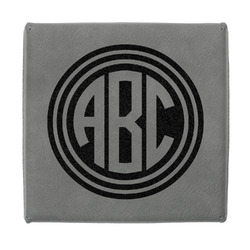 Round Monogram Jewelry Gift Box - Engraved Leather Lid (Personalized)