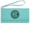 Round Monogram Ladies Wallet - Leather - Teal - Front View