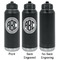 Round Monogram Laser Engraved Water Bottles - 2 Styles - Front & Back View