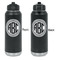 Round Monogram Laser Engraved Water Bottles - Front & Back Engraving - Front & Back View