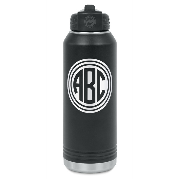Custom Round Monogram Water Bottle - Laser Engraved - Single-Sided (Personalized)