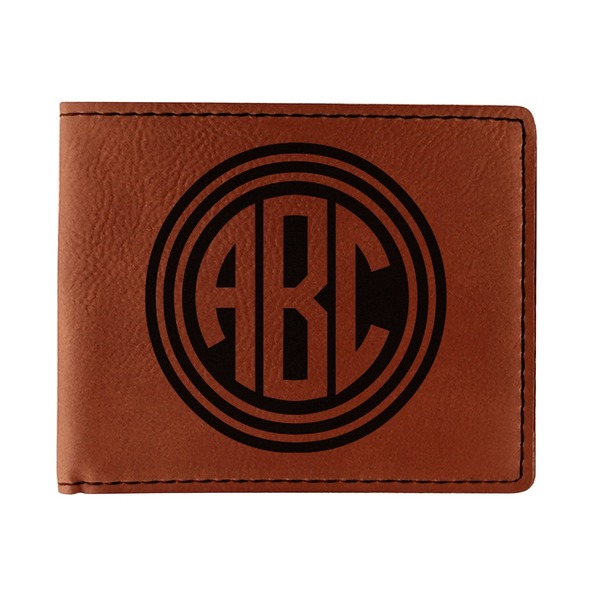 Custom Round Monogram Leatherette Bifold Wallet - Single-Sided (Personalized)
