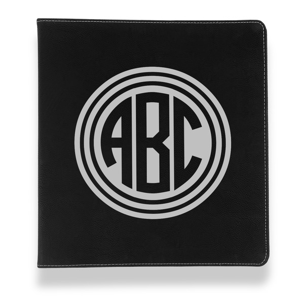 Round Monogram Leather Binder - 1" - Black - Front View