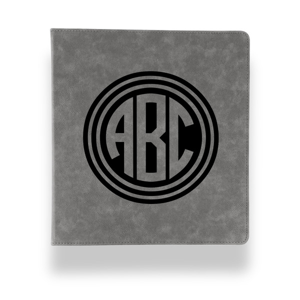 Custom Round Monogram Leather Binder - 1" - Grey (Personalized)