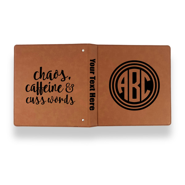 Round Monogram Leather Binder - 1" - Rawhide - Back Spine Front View